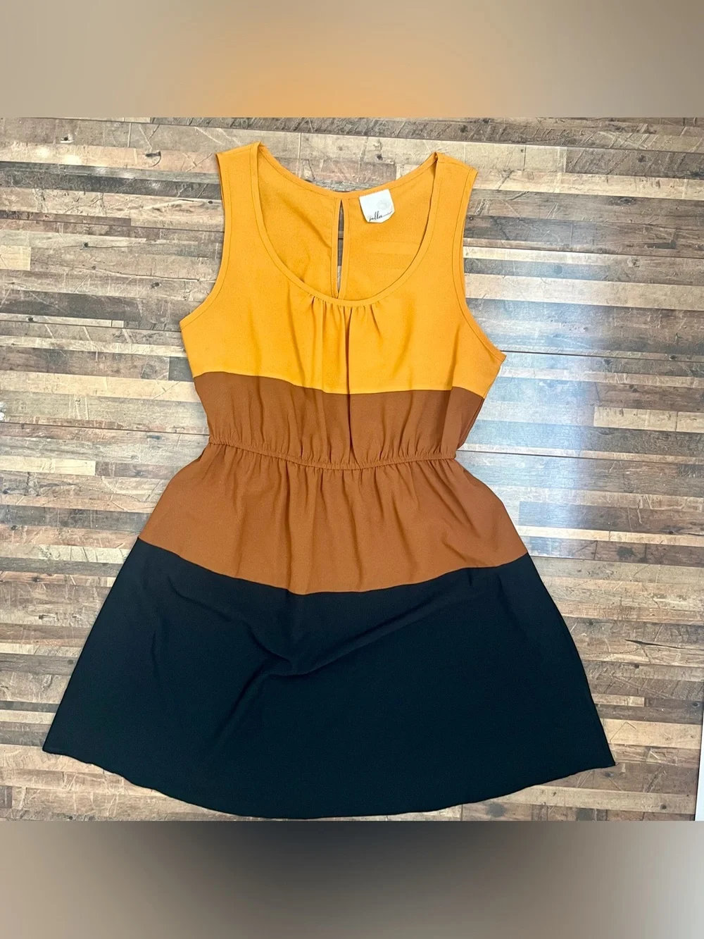 Jella Couture Colorblock Sleeveless Mini Dress Brown Sz L